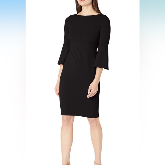 Calvin Klein Dresses & Skirts - Calvin Klein plum size 4 women’s bell 3/4 sleeve boat neck sheath dress (U)